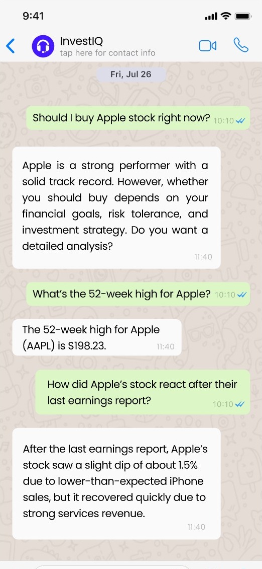 Chat conversation about a stock